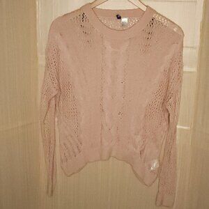 Divided Womens Pink Open Knit Sweater Large